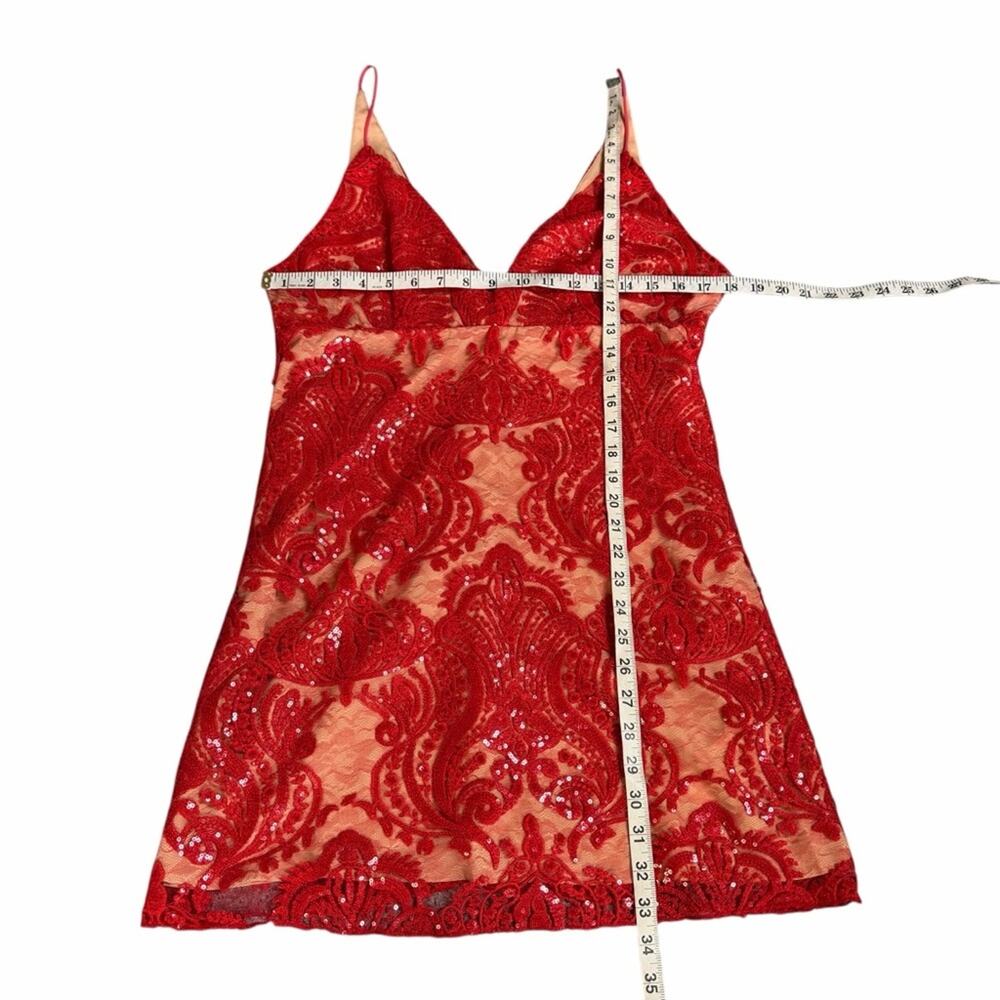 NEW Free People Night Shimmers Mini Dress Red Size 12 - Picture 6 of 11